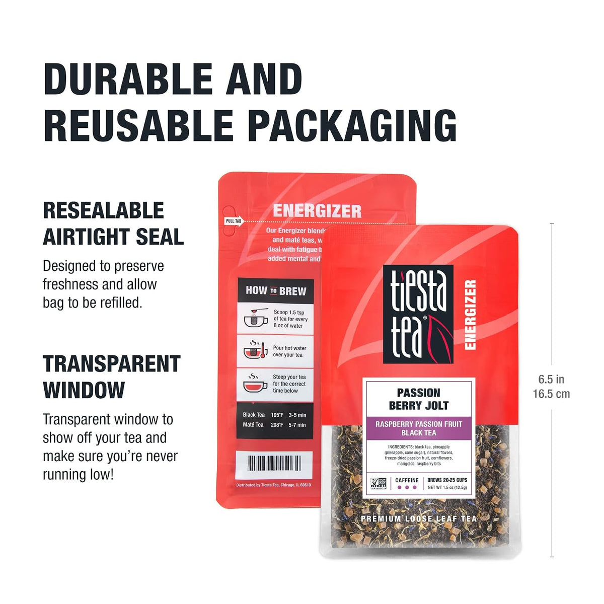 Tiesta Tea Passion Berry Jolt Raspberry Passion Fruit Black Tea 1.5oz