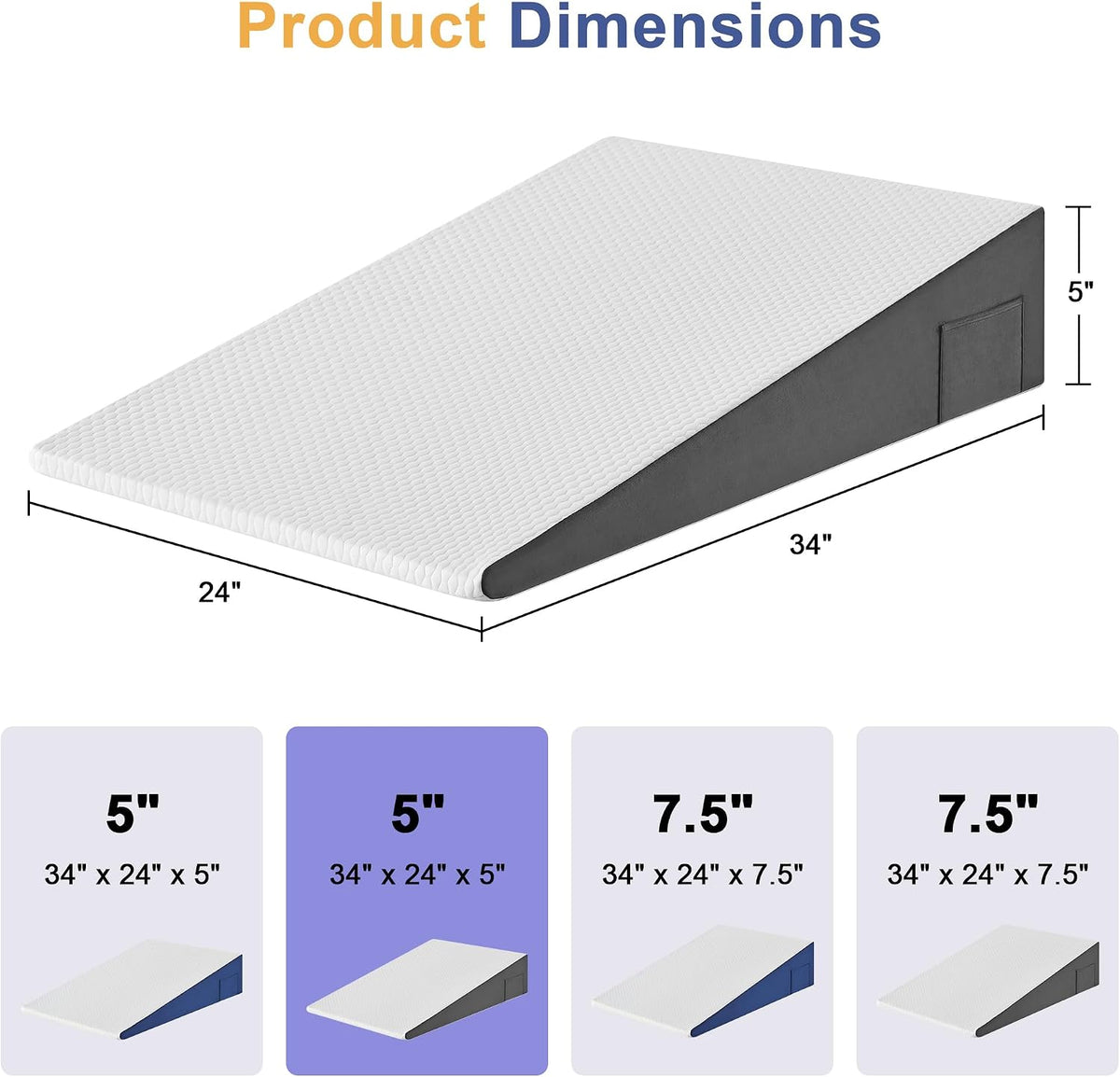 Yojoker Wedge Pillow for Sleeping - 12 Inch Bed Wedge for Headboard Triangle Pillow, Memory Foam Wedges for Acid Reflux, GERD, Snoring, Post Surgery Back Pain Relief, Leg Elevation, Washable Cover