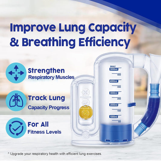 Breathing Exercise Device for Lungs, Deep Breathing Trainer for Respiratory Health & Recovery