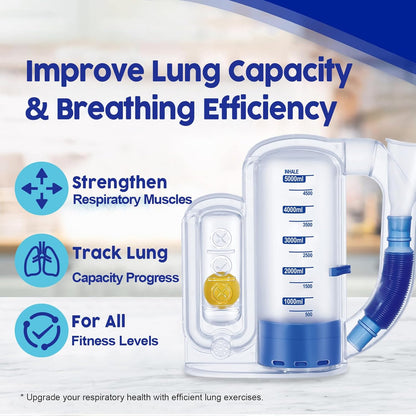 Breathing Exercise Device for Lungs, Deep Breathing Trainer for Respiratory Health & Recovery