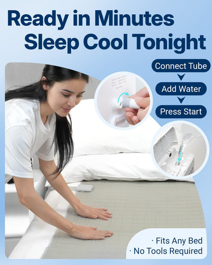 SAITRIO Cooling Mattress Pad, Active Hydro-Powered Bed Cooling System for Night Sweats, Menopause & Hot Sleepers - Ultra-Thin Mattress Topper, Quiet & Clean, Double/Full Size (55"x63" Pad)