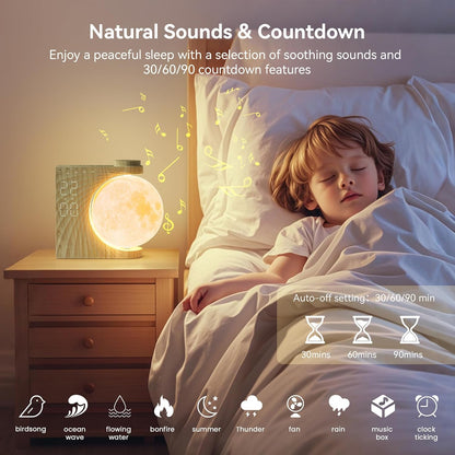 Sunrise Alarm Clocks for Heavy Sleepers,Night Lamp Clocks for Bedrooms with Moon Light,10 Light Effects,30/60/90 Timer,10 Sleep Nature Sounds,15 Ringtones,12 Volume Control with Snooze Function
