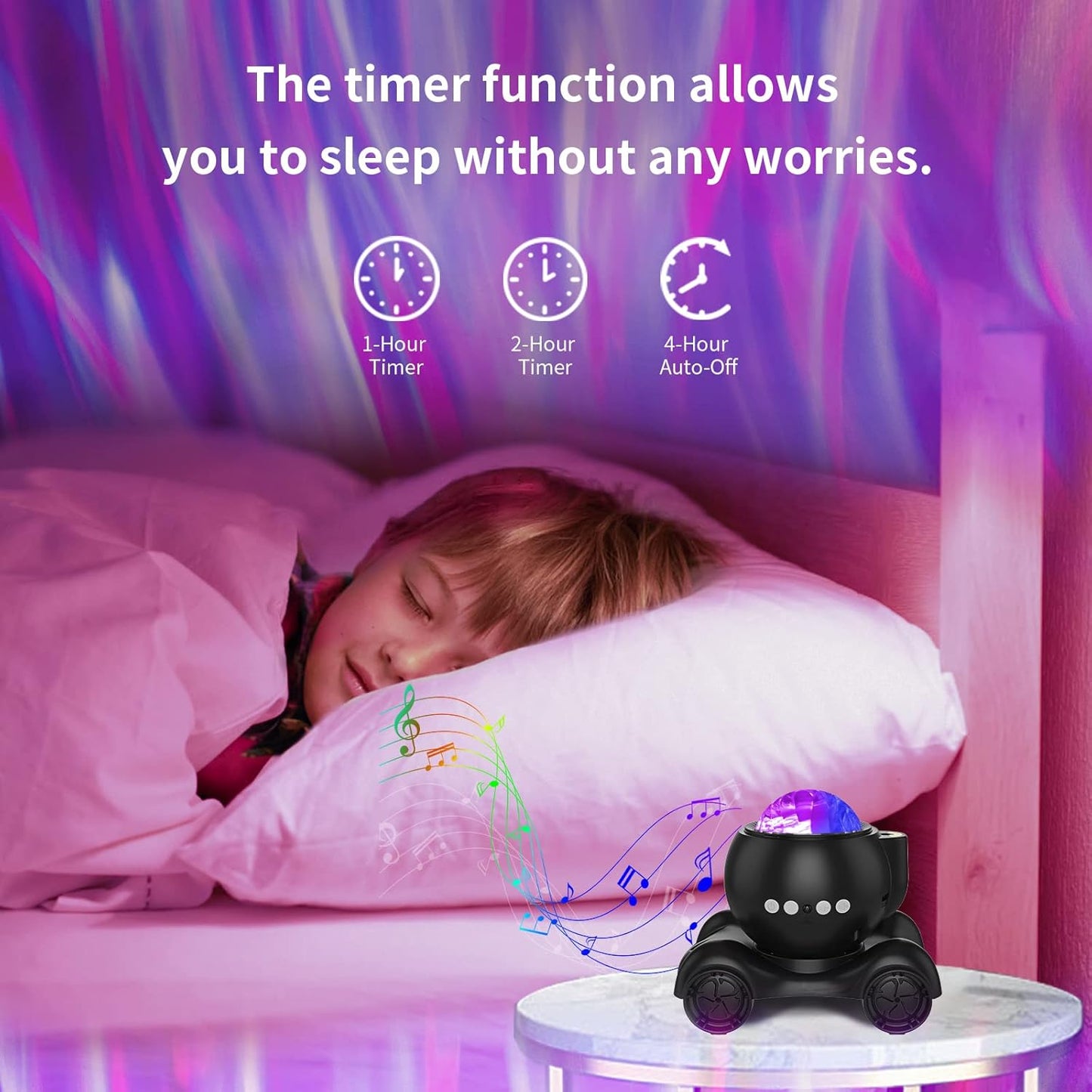 ENOKIK Galaxy Projector, Star Aurora Projector Built-in Bluetooth Speaker, Night Light for Kids Adults, White Noise Light for Home Decor/Relaxation/Party/Music/Gift (Black)