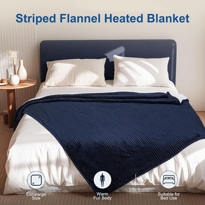 Tefici Heated Blanket Throw 50"x60", Ultra Soft 2-Layer Flannel Electric Blanket, for Home Office Sofa,3 Heat Settings, 4H Auto Off, ETL FCC Certified, Overheat Protection, Machine Washable, Camel