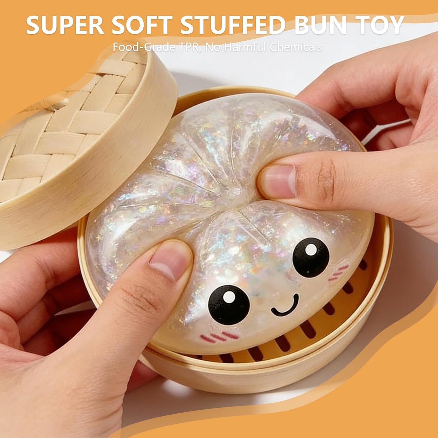 Dumpling Squishies, Giant Dumpling Mystery Box, Colorful Dumplings Stress Balls Fidget Sensory Toy, Stocking Stuffers with Food Steamer Stretchy Desk Toys (Pink)