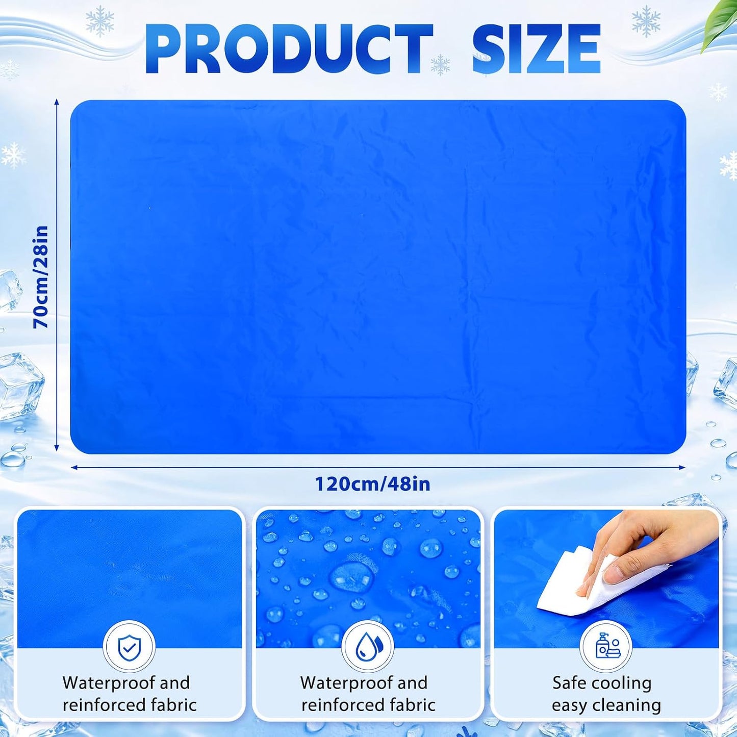 Novabright 2 Pcs Cooling Pad with Pillow Set Cold Mat Gel for Bed 47'' x 28'' Cooling Mattress Pad for Night Sweats, Hot Sleepers, Hot Flashes, Pain Relief, Summer Supplies(Simple,Sky Blue)