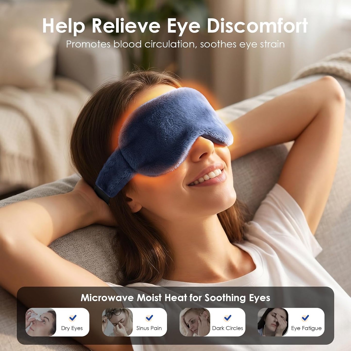 Heated Eye Mask for Dry Eyes, Steam Warm Compress for Stye Eye Treatment, Relieve, Hot Compress, Moist Heat Mask for Blepharitis (Steel Grey)