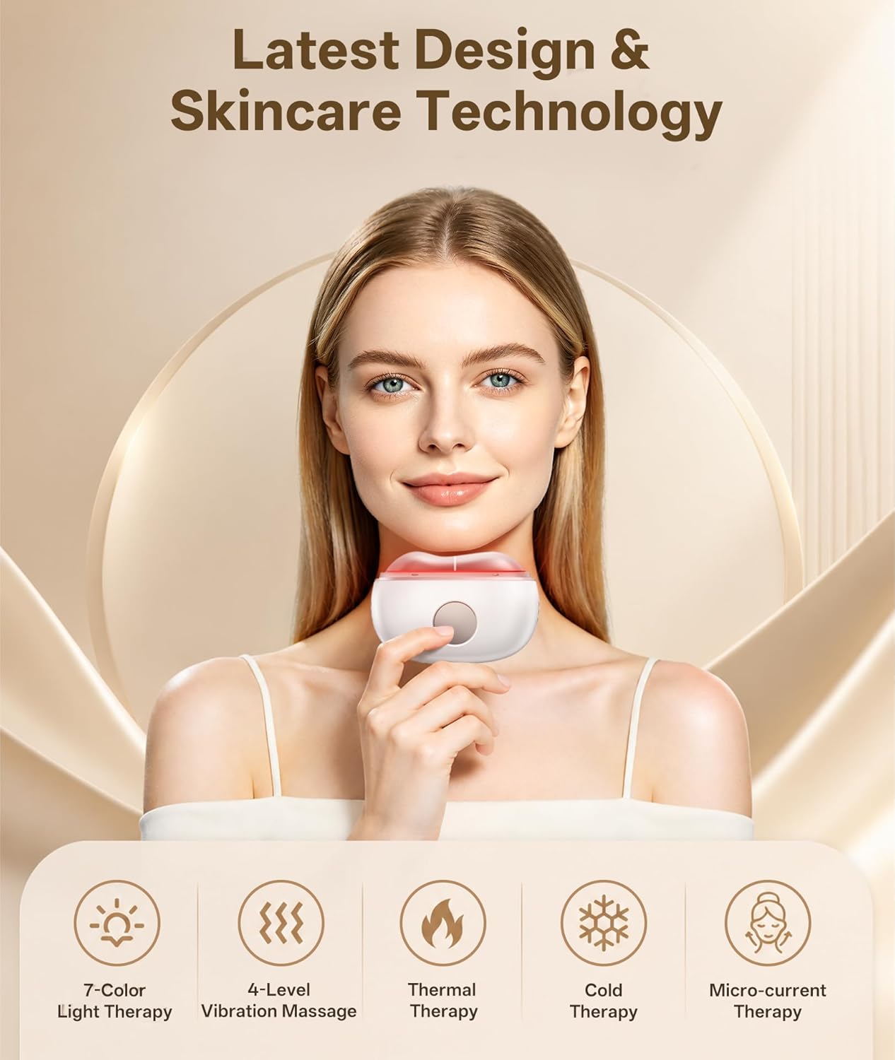 Dopsikn Red Light Therapy for Face and Neck, 7 Color Gua Sha Facial Massager with Hot & Cold Modes, Vibration Face Depuffer Tool for Contouring, Lifting, Gifts for Women & Men (White)