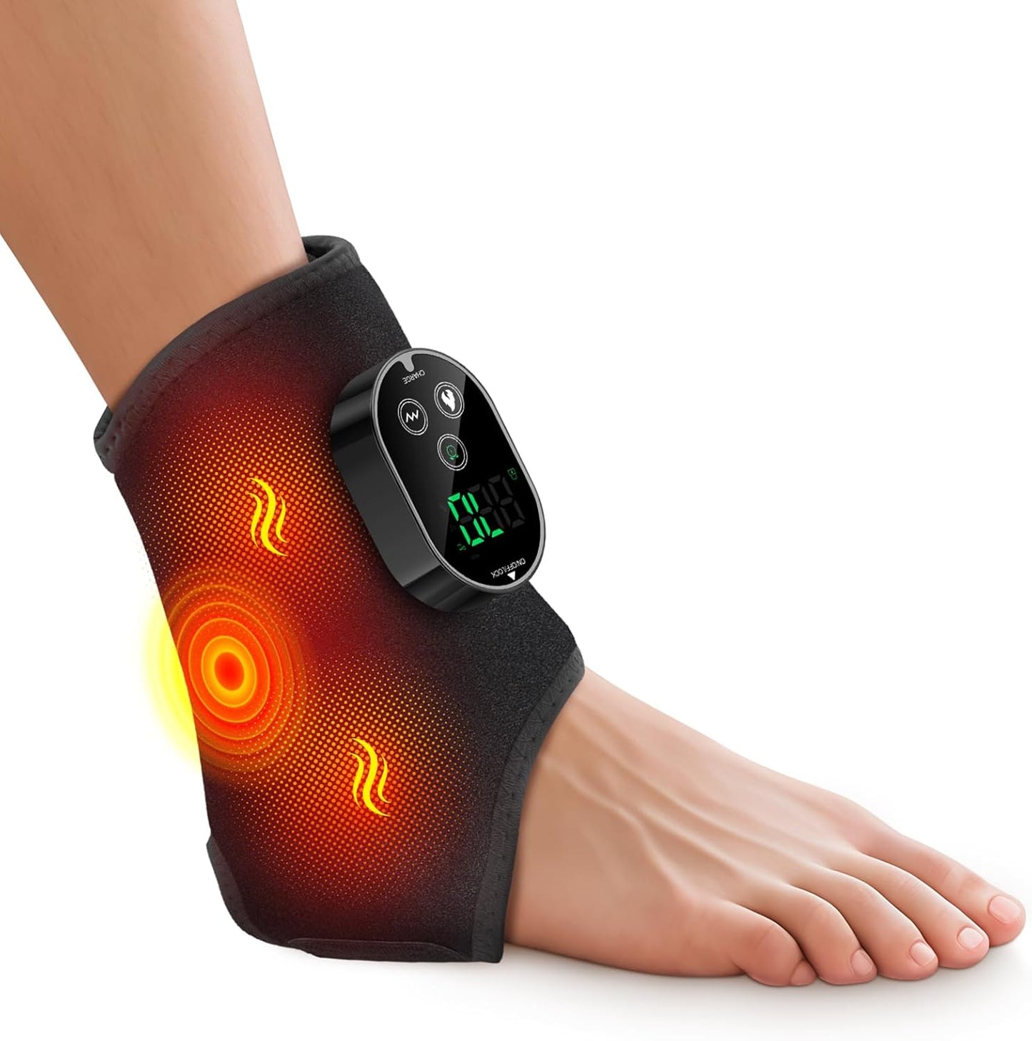 WoloyHeatie Cordless Foot Massager for Neuropathy, 3000mAh Rechargeable Ankle Heating Pad with Massage for Circulation, Foot Ankle Pain Relief Massager, Gray
