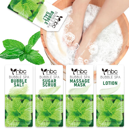 Pedicure Kit Foot Soak Set: Bubble Salt, Sugar Scrub, Massage Mask, Massage Lotion in a Box, 4 Step Foot Spa Kit for Dry Feet, Softens Calluses, Tired Feet（3 Set Lavender) - Colors A