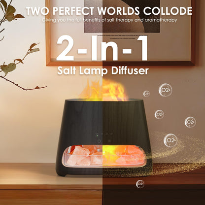 SALKING 2-in-1 Ultrasonic Essential Oil Diffuser & Himalayan Salt Lamp, Aromatherapy Diffuser Cool Mist Humidifier with 3 Brightness, Salt Therapy Lamp, 100% Pure Himalayan Salt Rock, 150ml (Marble)