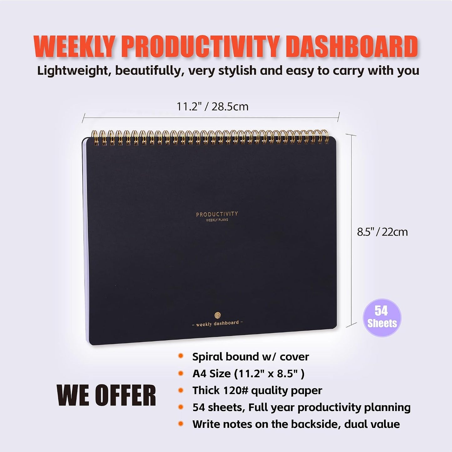 Sunday Start Weekly Planner with Habit Tracker - 8.5×11" Professional Productivity Tools to Organize Your Daily Tasks, Goals, Projects - Dashboard Desk Pad - ADHD To-Do List Notepad