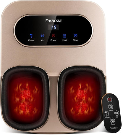 KNQZE Foot Massager with Heat and Remote, Shiatsu Deep Kneading Feet Massager for Plantar Fasciitis & Neuropathy, Foot Warmer, Gifts for Mom Women Men Dad, Fits Up to Men Size 12(Black)