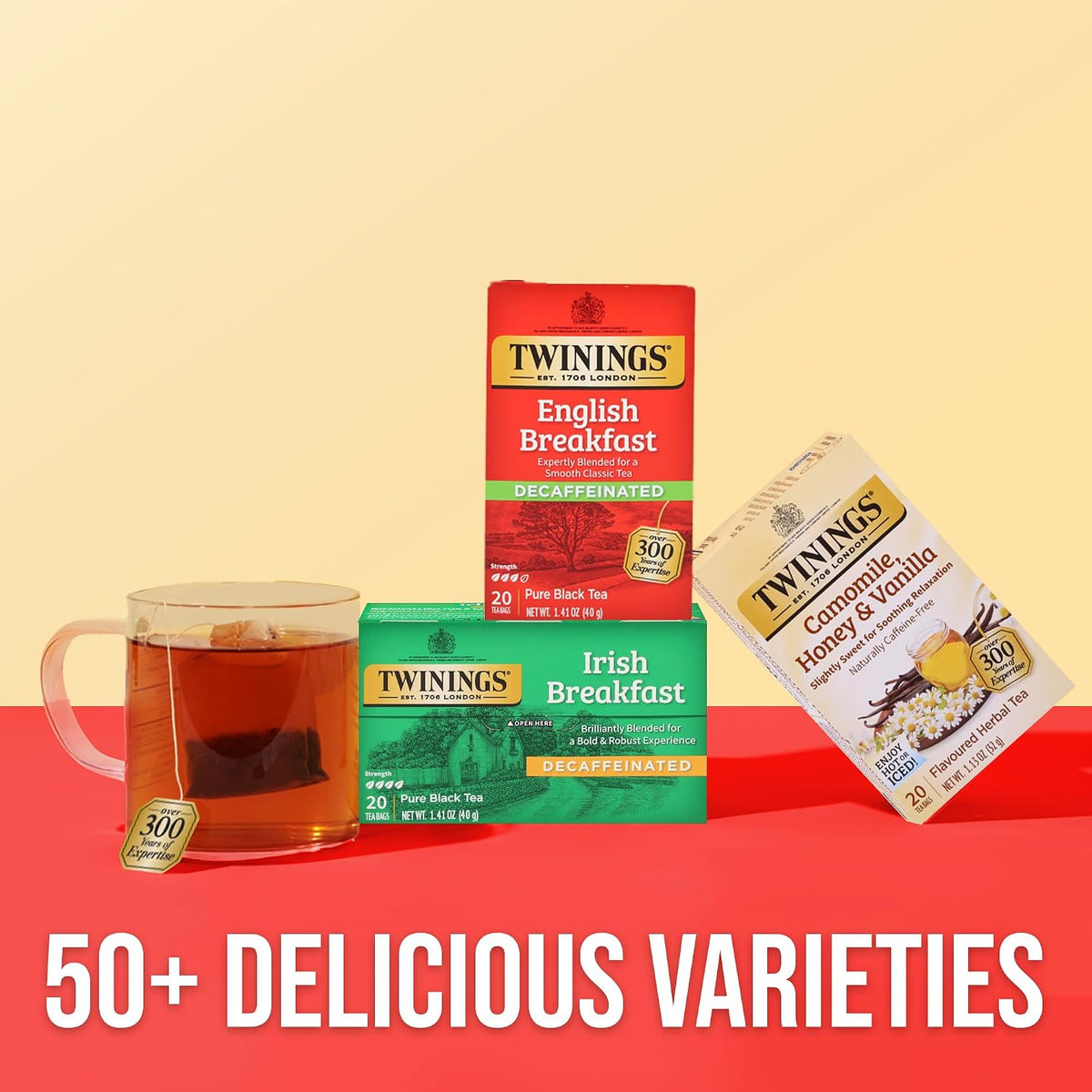 Twinings Decaffeinated English Breakfast Black Tea Bags, 20 CT Box (6 Pack)