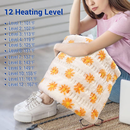ZXU Heating Pad for Back Pain and Period Cramps Relief- Ultra Soft Sherpa Heating Pad, XL King Size 12" x 24", 12 Heat Levels & 1-24H Auto Off，Stay on Function Hot Heated Pad, Machine Washable