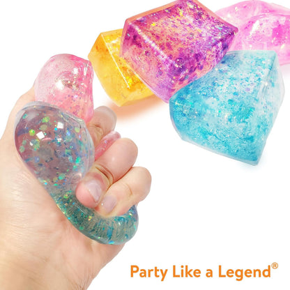 4pcs Glitter Ice Cubes - Colorful Sensory Fidget Toys for Adults & Kids, Fun Squeeze Ball for Stress Relief, Holiday and Birthday Gifts, Perfect Party Toy Gift, Easter Basket Gift