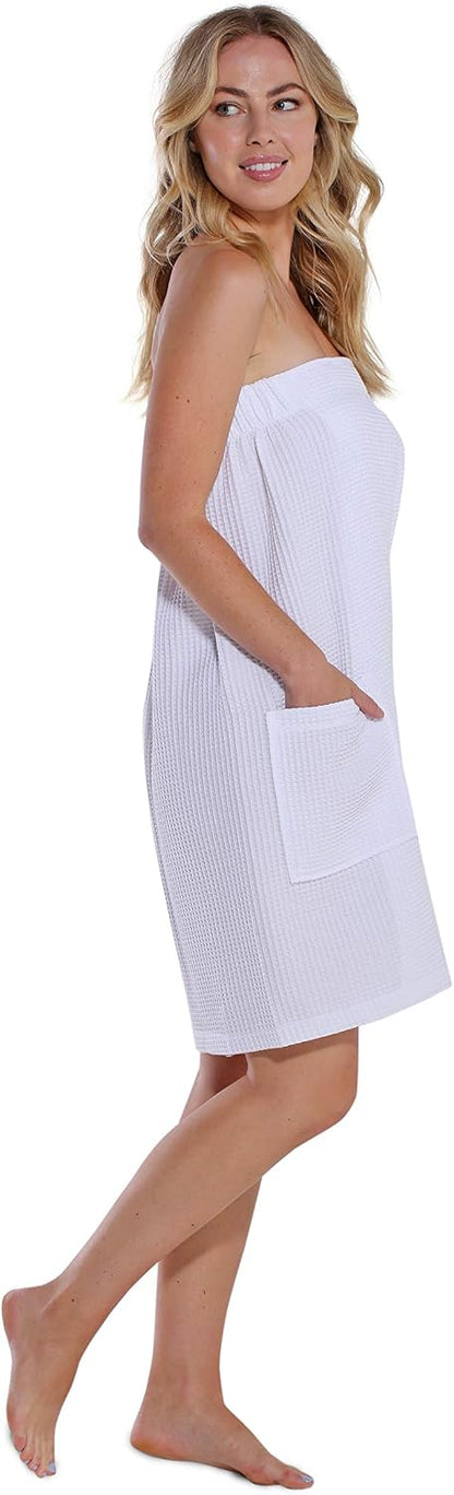 Turquaz Lightweight Knee Length Waffle Robes For Women Spa Bath Waffle