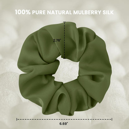 100% Mulberry Silk Scrunchies for Women, Oversized XL Hair Tie for Sleeping, Curly Thick or Thin Hair, No Damage Soft Silk Hair Accessory