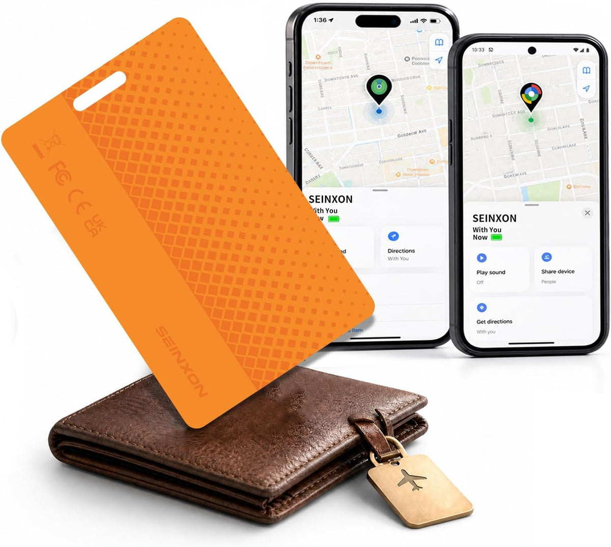 SEINXON Wallet Tracker Card, Works with Apple Find My & Google Find Hub