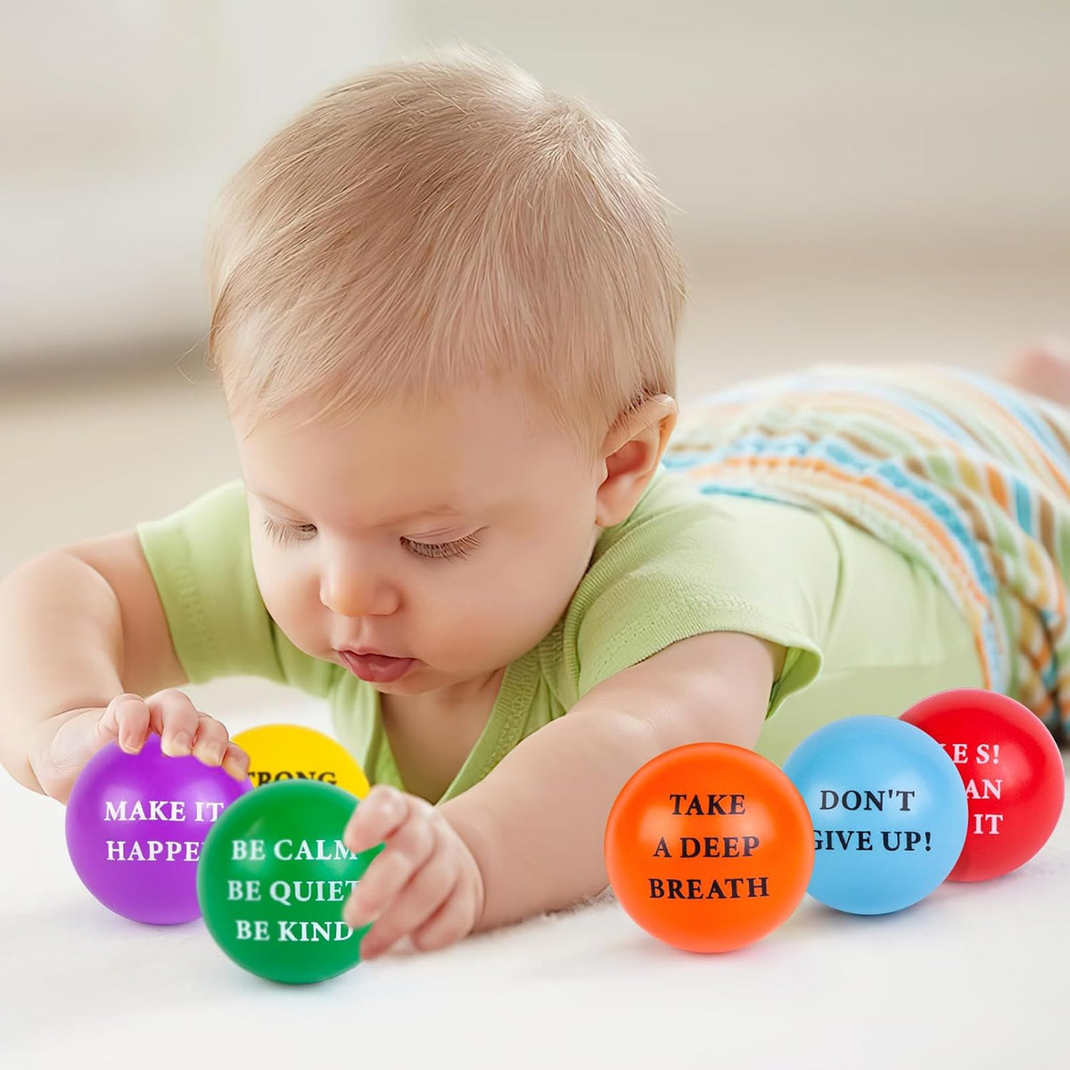LOVESTOWN 18 PCS Motivational Stress Relief Balls, Squeeze Toys, 2 Inch