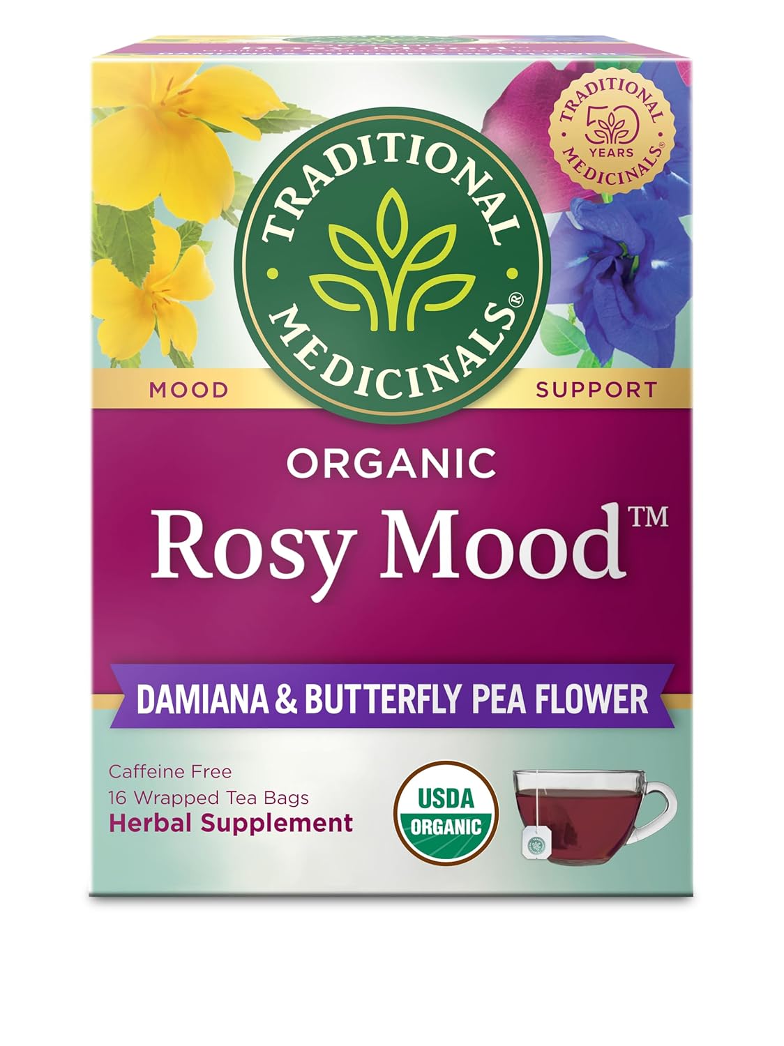 Traditional Medicinals Organic Rosy Mood, 16 Tea Bags