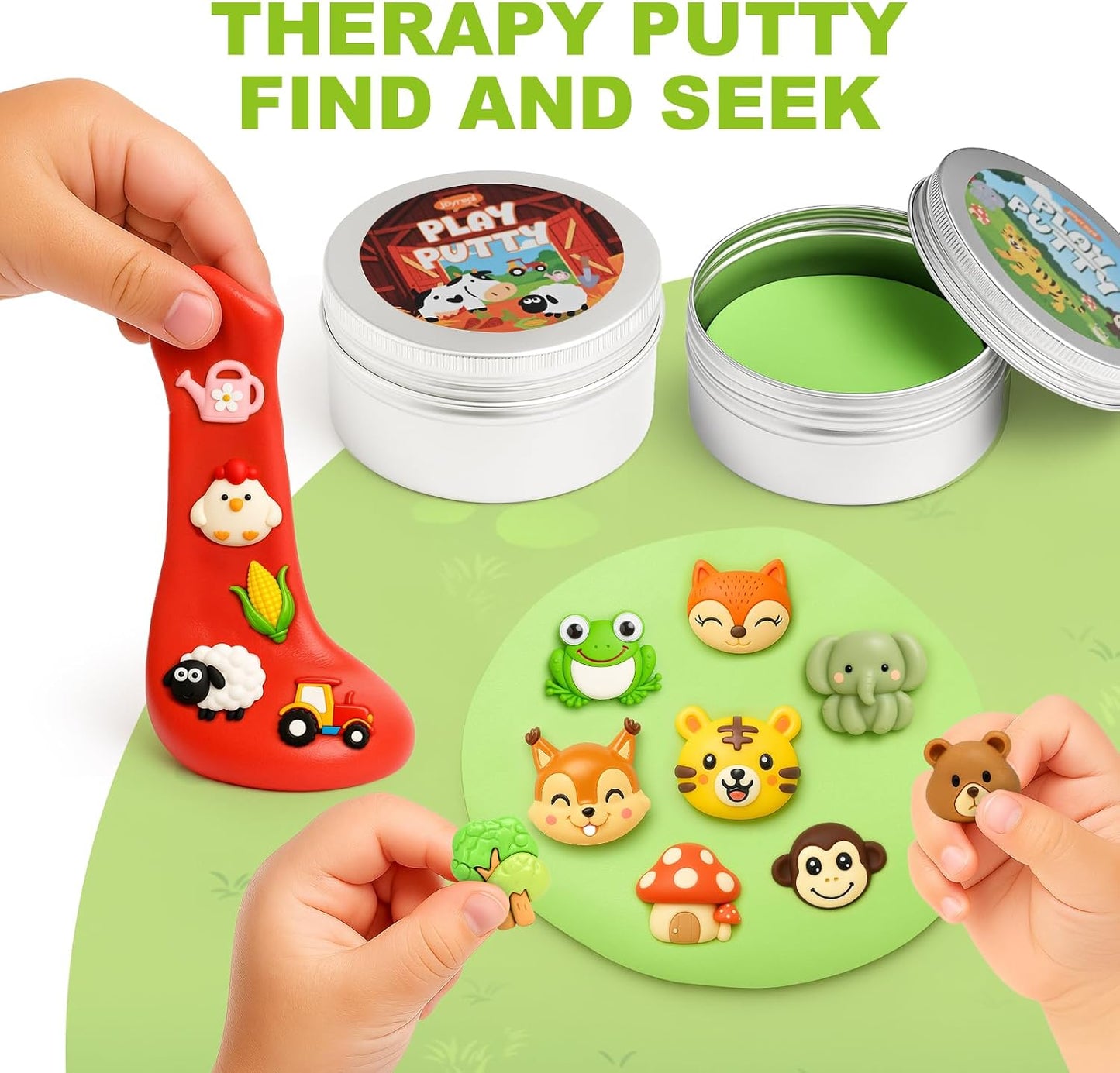 2 Pack Therapy Putty for Kids – Farm & Forest Theme Sensory Putty with Medium and Soft Resistance, Occupational Therapy Putty for Hand Exercises, Fine Motor Skills, Autism Sensory Play