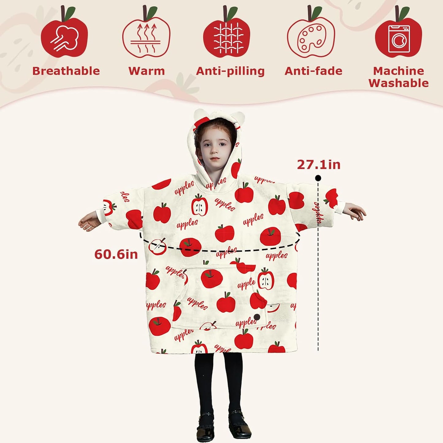 THREE POODLE Wearable Blanket Hoodie for Women, Oversized Sherpa Sweatshirt Blanket for Adults Men, Cozy Hooded Blankets, Gifts for Teen Girls Women Mom Sister