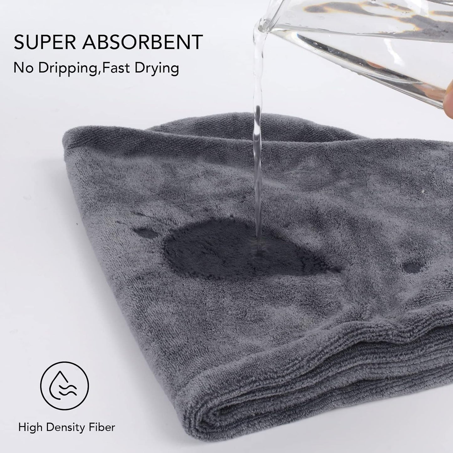 SINLAND Microfiber Hair Drying Cap Hair Towel Turban Twist for Women Fast Drying Towels Head Turban Absorbent Soft Lightweight 3 Pack Black