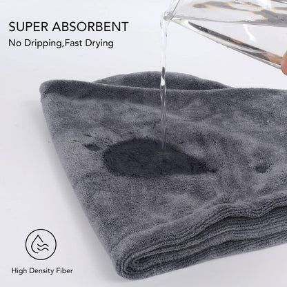 SINLAND Microfiber Hair Drying Cap Hair Towel Turban Twist for Women Fast Drying Towels Head Turban Absorbent Soft Lightweight 3 Pack Black