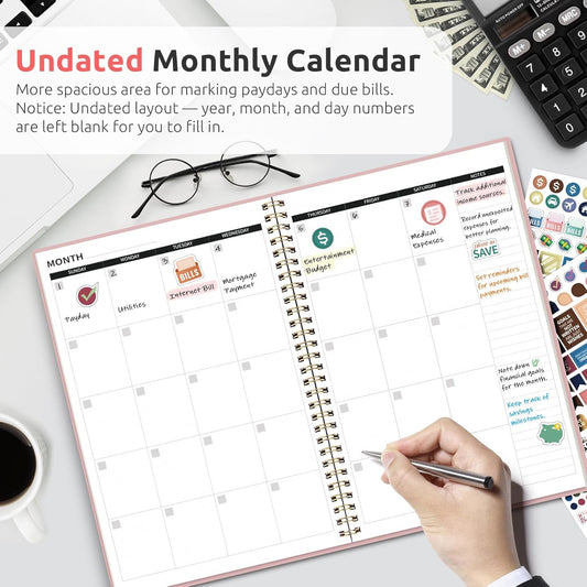Taja Budget Planner, Undated Budget Book with Expense Tracker, 6.9" x 9.9"