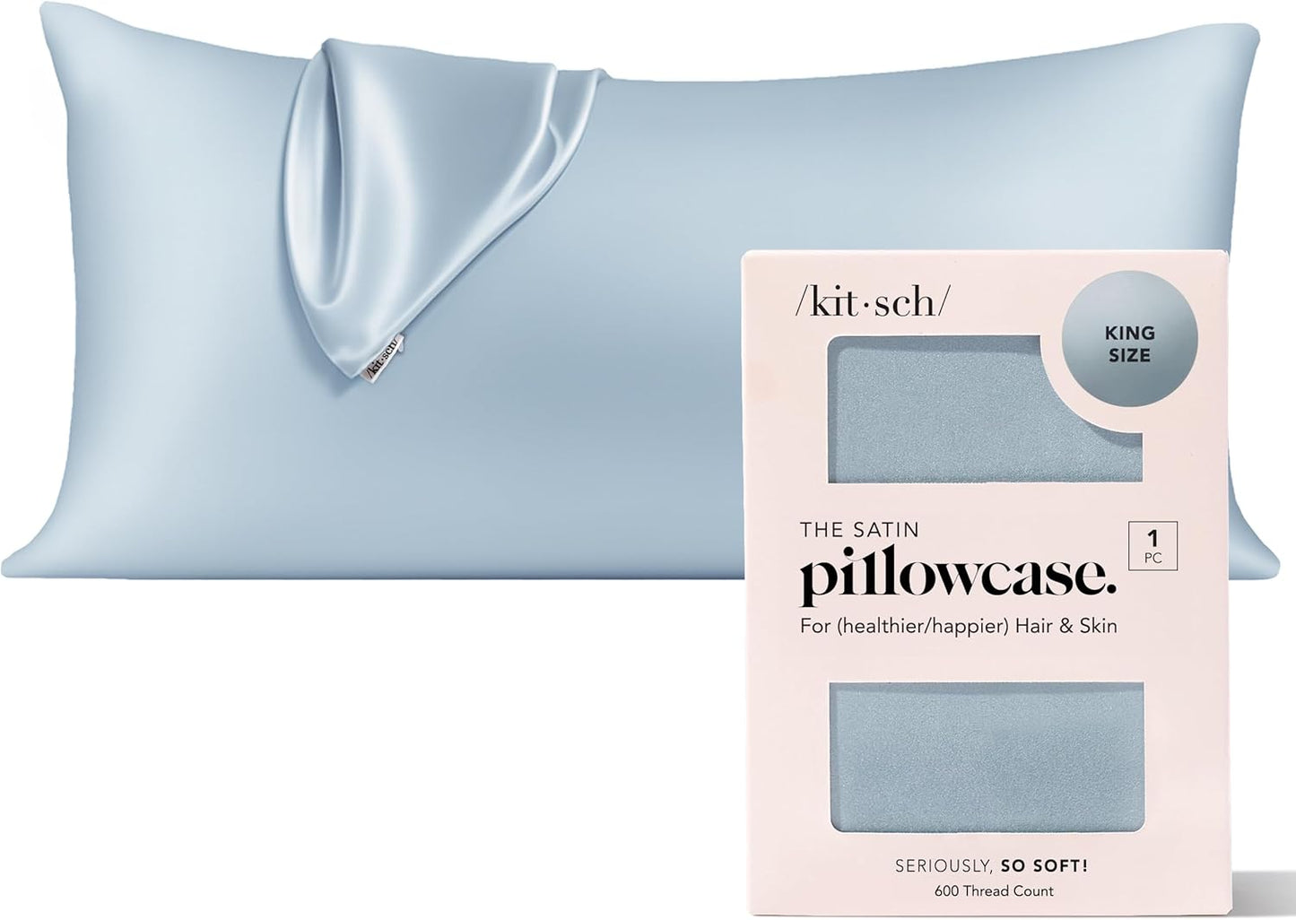 Kitsch Satin Pillowcase with Zipper for Hair & Skin - Softer Than Silk Pillow Cases, Smooth Cooling Satin Pillow Case, Wrinkle-Free, Machine Washable - Pillow Cases Standard Size (19x26) - Blush