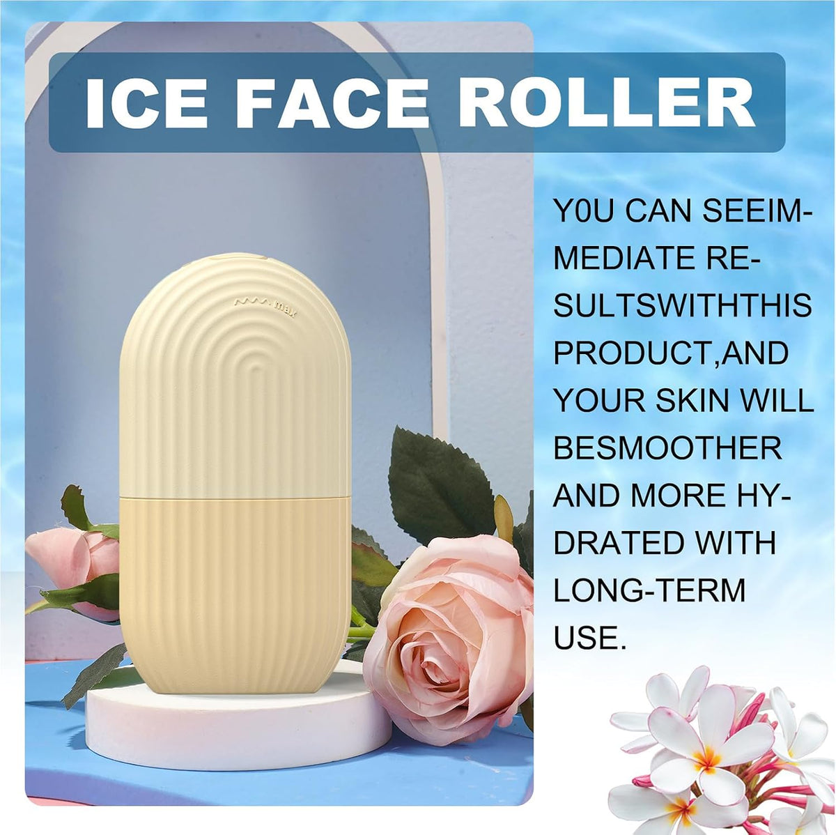 Joyeee Ice Face Roller, Reusable Silicone Mold Face Massage Eye Facial Beauty Skin Care Tools Apply Ice for Shrink Pores Anti Wrinkle Reduce Puffiness Improve Skin Elasticity, Striped