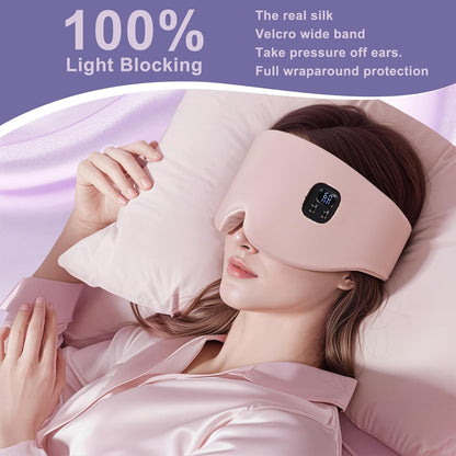 100% Mulberry Silk Cordless Heated Eye Mask, Cordless Heated Eye Masks for Dry Eyes, 4 Time Levels and 4 Temperature Settings, Visualized LED Screen, 1500mAh, Total Light Blocking