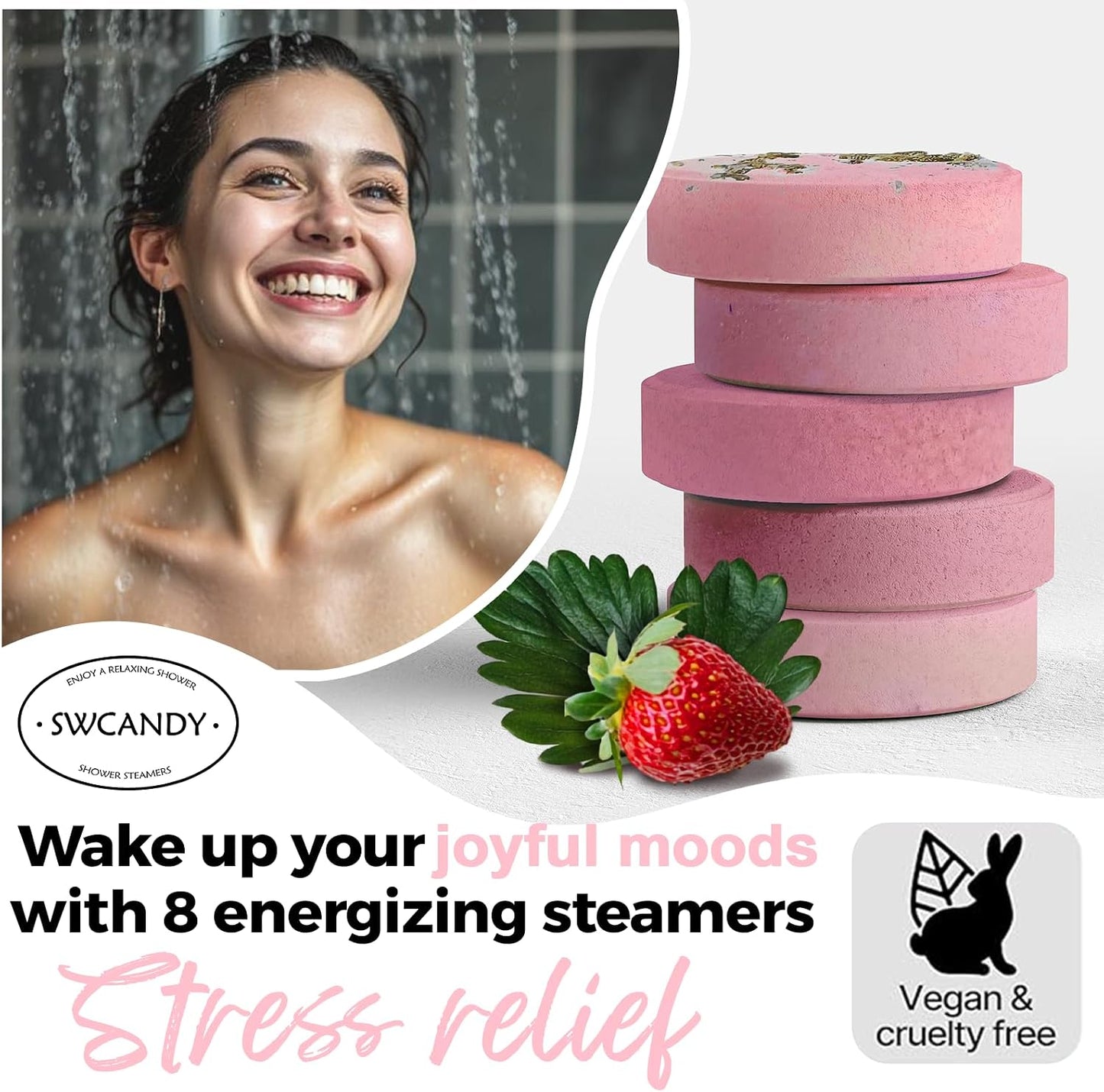 SWCANDY Shower Steamers Aromatherapy Travel Essentials Birthday Gifts for Women, Lavender 8 Pcs, Bath Bombs Shower Bombs with Natural Essential Oils, Relaxation Home SPA