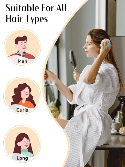 HEETA Hair Scalp Massager for Hair Growth, Shampoo Brush, Scalp Scrubber Exfoliator with Soft Silicone Bristles for Dandruff Removal to Relieve Stress, Wet Dry Use Updated Material, Beige