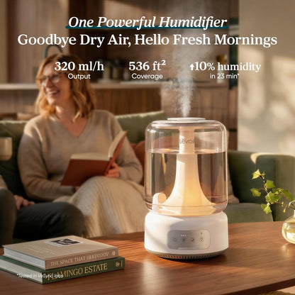 LEVOIT Humidifiers for Bedroom Large Room Home, (6L) Cool Mist Top Fill Essential Oil Diffuser for Baby & Plants, Smart App & Voice Control, Rapid Humidification & Auto Mode - Quiet Sleep Mode, Gray
