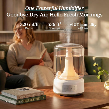 Levoit Humidifiers for Bedroom Large Room, 6L, 60H Runtime, 26dB, Smart App