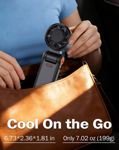 Portable Handheld Fan with Semiconductor Ice Cooling, [Instant Ice Relief], 4000mAh Rechargeable Mini Personal Fan, 5 Speeds, Quiet USB Travel Fan for Outdoor, Commuting, Summer Heat
