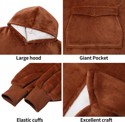 Krifey Wearable Blanket Hoodie, Oversized Sherpa Hooded Blanket for Adults | Soft sherpa fleece with sleeves and pocket; oversized fit for lounging, WFH, camping, Christmas and white elephant gifts.