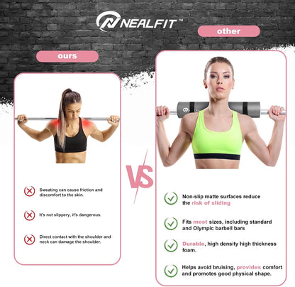 NEALFIT Barbell Pad Squat Pad for Squats—Squat Bar Pad—Great for Weightlifting,Lunges and Hip Thrusts—Foam Sponge Pad—Fit Standard and Olympic Bars Perfectly
