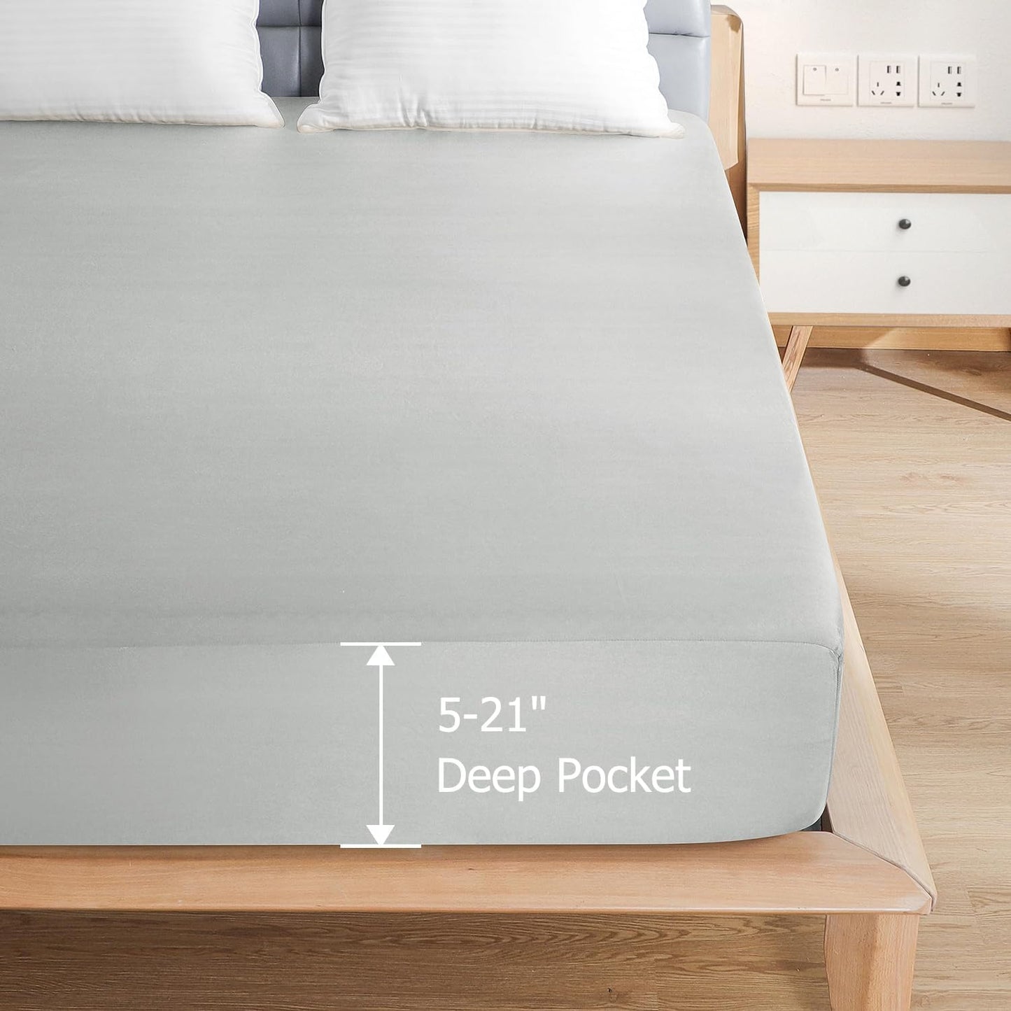 2 Pack Twin Size Premium Waterproof Mattress Protector, Soft Breathable Mattress Pad, Noiseless Waterproof Bed Cover - Stretch to 21" Fitted Deep Pocket Mattress Protection