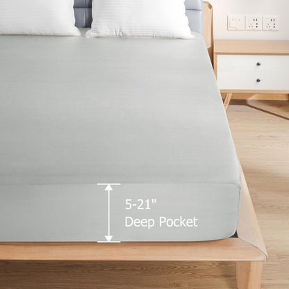 2 Pack Twin Size Premium Waterproof Mattress Protector, Soft Breathable Mattress Pad, Noiseless Waterproof Bed Cover - Stretch to 21" Fitted Deep Pocket Mattress Protection