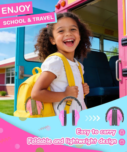 ZOHAN 032 Kids Noise Canceling Headphones - 25dB NRR Kids Ear Protection Earmuffs for School, Monster Jam, Fireworks, Travel, Air Show, Concert, Autism - Pink