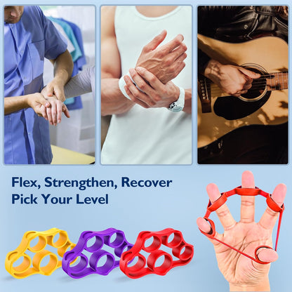 FitBeast Grip Strength Trainer, Finger Exerciser, Forearm Strengthener 9-Piece Kit, Hand Grip Strengthener Targeted Strength, Relief & Recovery