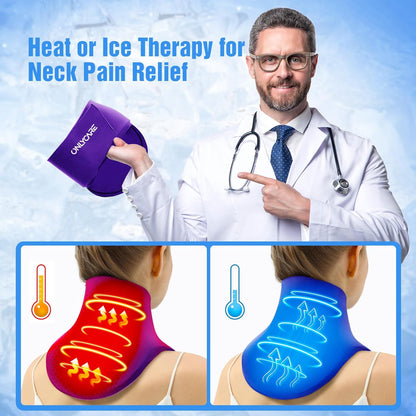 ONLYCARE Neck Ice Pack Wrap Gel - Upgraded Ice Packs for Neck Reusable, Hot and Cold Compress, Relief of Pain, Swelling, Sprains, Office Pressure