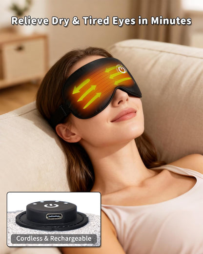 Heated Eye Mask for Dry Eyes, Cordless Rechargeable Warm Compress with 100% Mulberry Silk Cover, 3 Heat Settings, 20-Min Auto-Off, FSA-HSA Eligible Eye Mask for Home, Office & Travel