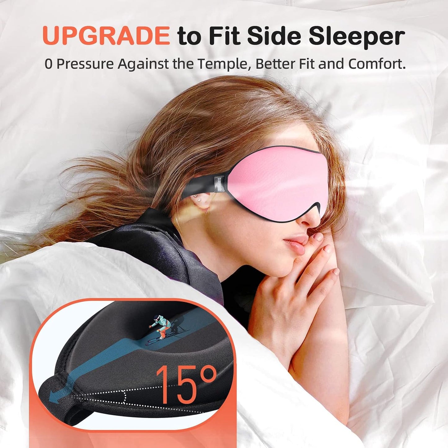 INNELO Sleep Mask for Side Sleeper, Eye Mask Sleeping Women Men, 100% Light Blocking 3D Contoured Cup Sleeping Mask Soft No Eye Pressure Cover Blindfold Night Shade for Travel Nap Yoga, Black