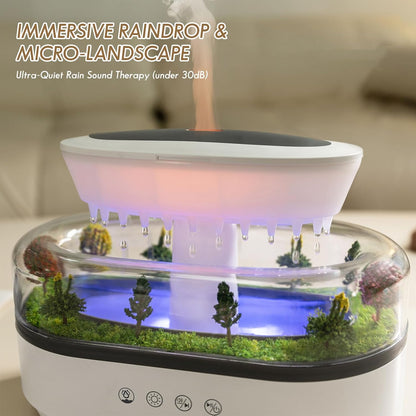 250ML Raindrop Humidifier & Essential Oil Diffuser, Cloud-Shaped Ultrasonic Humidifier with Soothing Rain Sounds, 7-Color LED Mood Light, Auto Shut-Off, Perfect for Bedroom, Office, Yoga & Relaxation