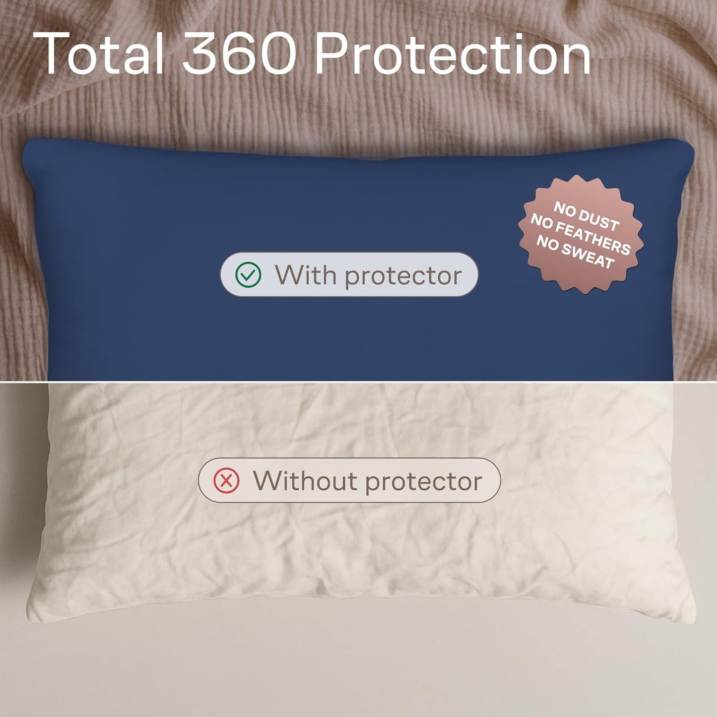 Ultra Soft Pillow Protectors with Zipper Standard Size - Set of 8 Breathable Pillow Covers - 100% Protection Against Stains, Dust & Dirt - Machine Washable (White)