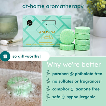 Anovina Lavender Shower Steamers USA Made – Calming Aromatherapy Shower Bombs – Relaxation & Self-Care – Lavender Gifts for Women and Calming Gifts for Women, Perfect for Home & Holiday Wellness